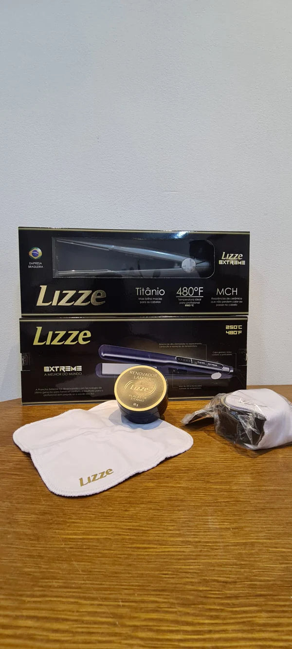 Pack plancha Lizze Extreme Titanio + cera de mantenimiento